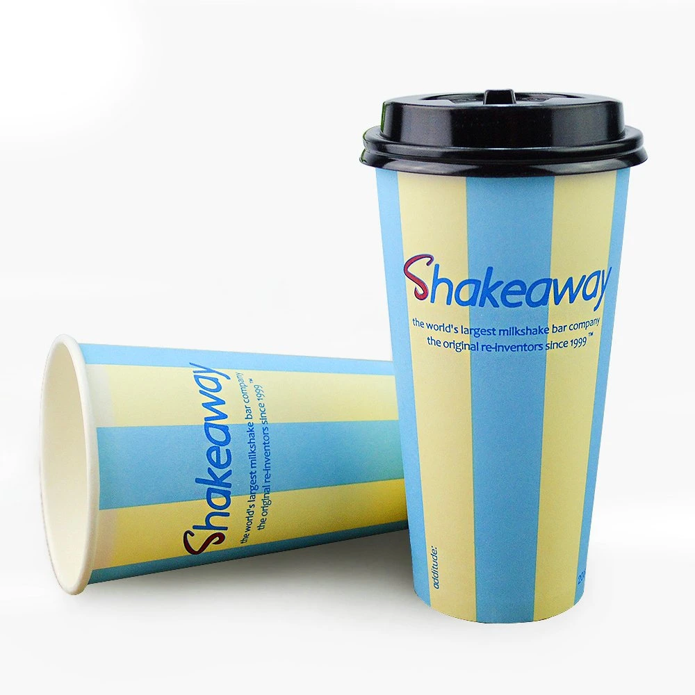 China Made Biodegradable Disposable Single and Double Wall Custom Printed PLA Coated Coffee Paper Cups with Logo and Lid