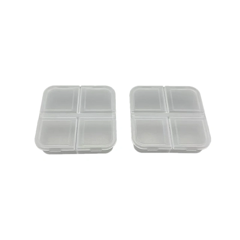 Customized Square Four Compartment Plastic Pill Box Container