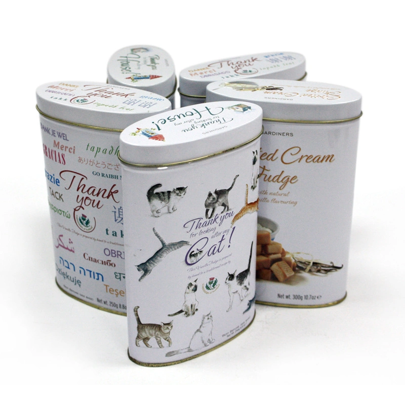 Custom Tall Oval Shaped Tea Coffee Dog Cat Food Packaging Tin Can