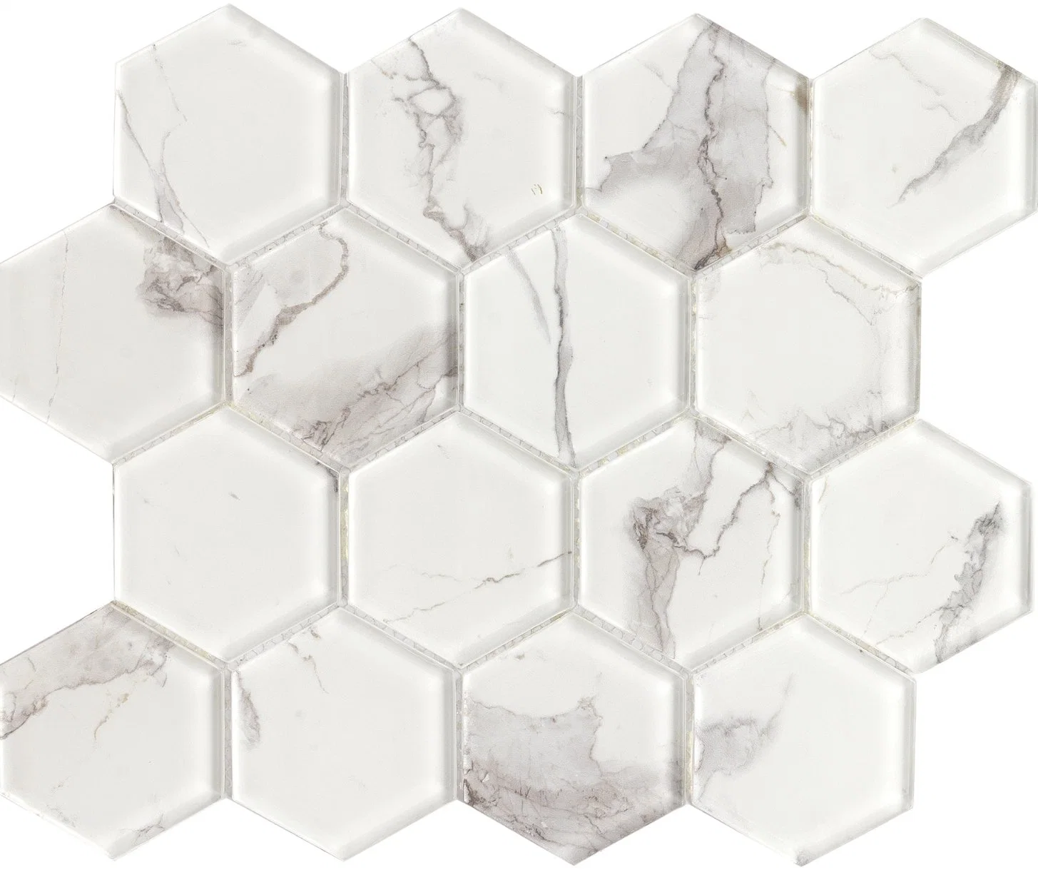 Carrara Mosaico Hot Selling Crystal Glass 3D Mosaic Wall Tile