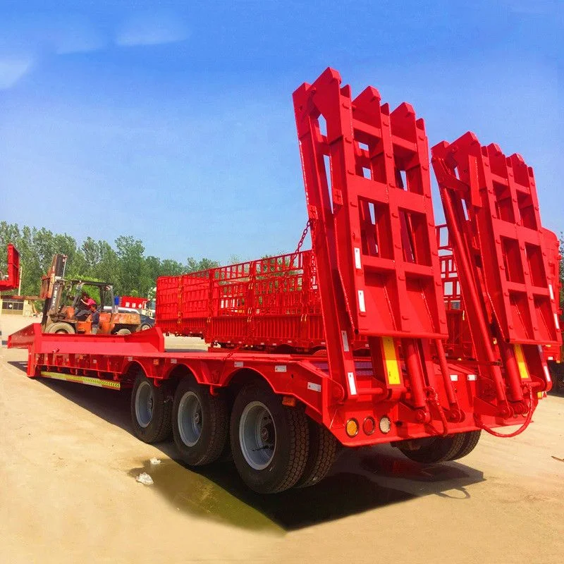 High Loading Capacity Manufacturers Low-Bed Semi Trailer Heavy Load 3 Axle Low Platform Semi Trailer Low-Boy Truck Semi Trailer