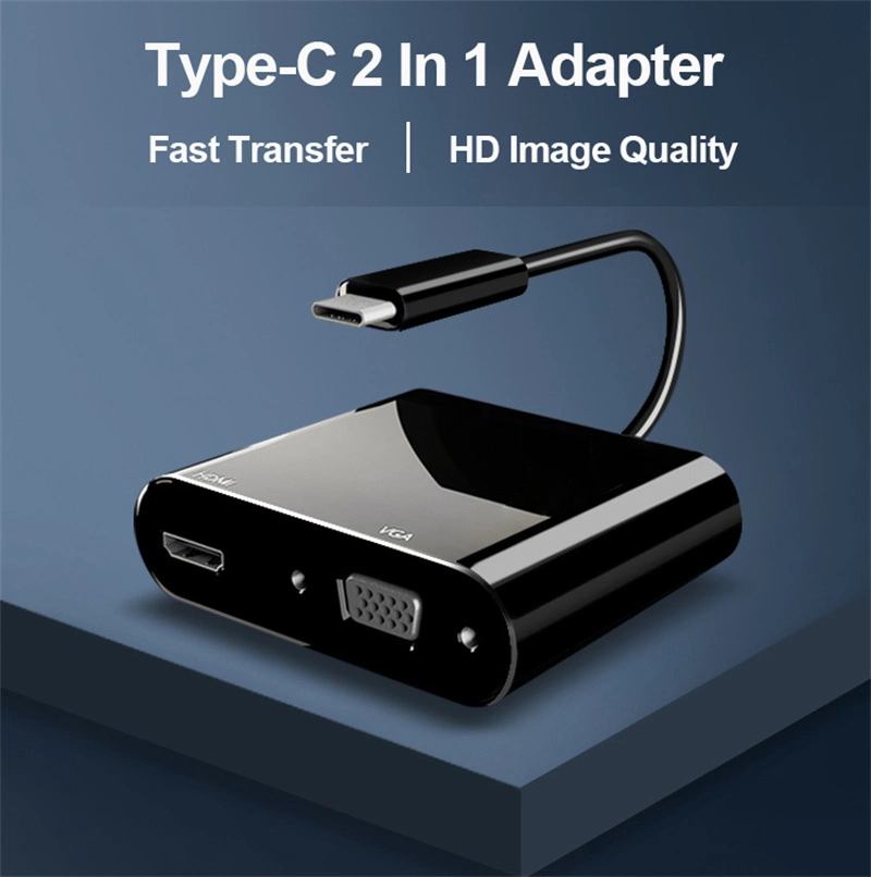 Neu Premium Großhandel Typ C Hub USB3,1 USB 3,0 VGA Auf HD Mi VGA-Adapter für Audio- und Videogeräte zu Hause