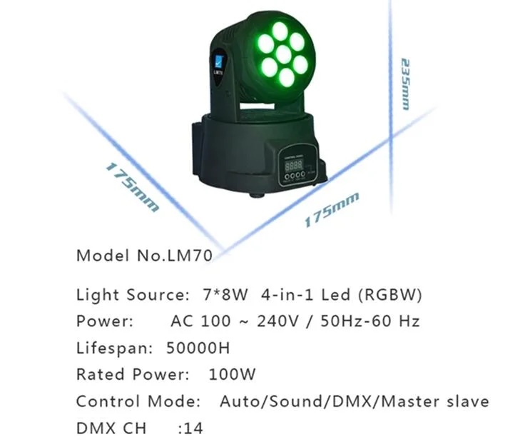 Moving Head Stage Light 7X8w RGBW Moving Head Light Stage Effect Robot