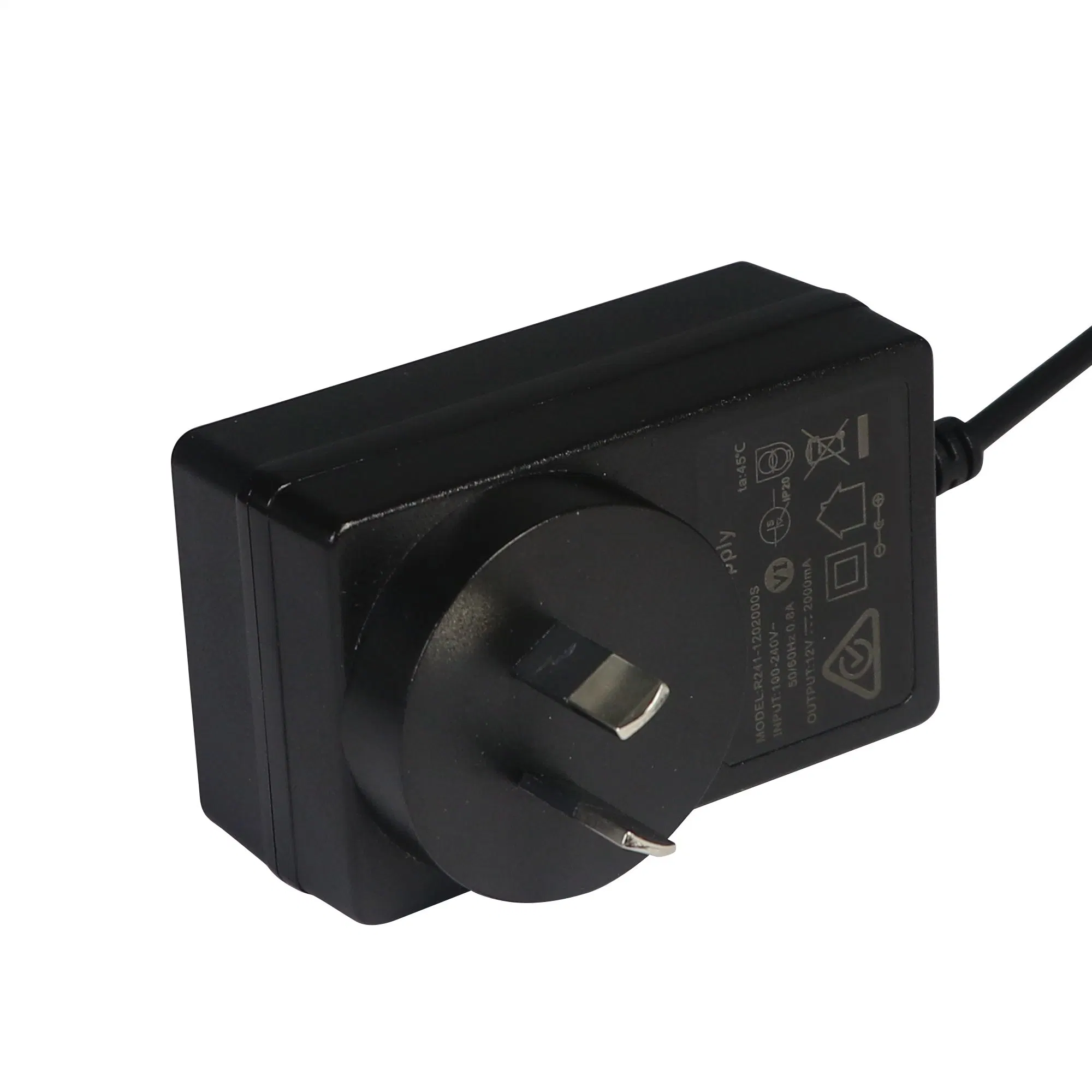 OEM ODM 5V 3A 3,5A 9V 2A 12V 24V 1A Alimentation de commutation à tension constante régulée à montage mural CA/CC Adaptateur avec lames de fiche mâle de type fixe pour fiche murale eu/UK/US/AR/au