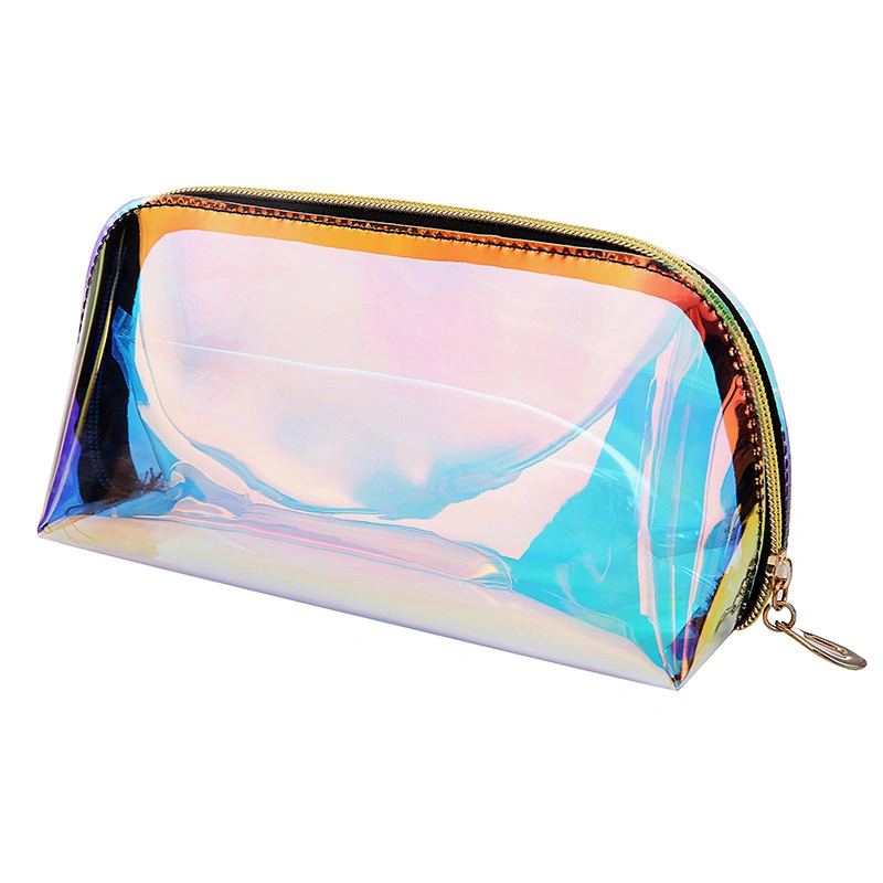 Holographic Clear Cosmetic Bag PVC Travel Laser Bag Iridescent Makeup Bag for Accessories Collection