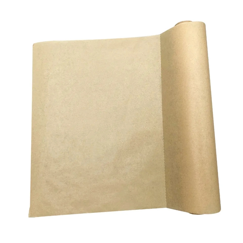 Papel de pergamino a prueba de aceite de silicona para papel de barbacoa Papel para congelador Color natural para freidora de aire