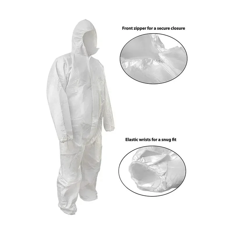 Light Chemical Protective Clothing Disposable Waterproof Hooded Coverall Suit Non Woven Microporous for Body Protection