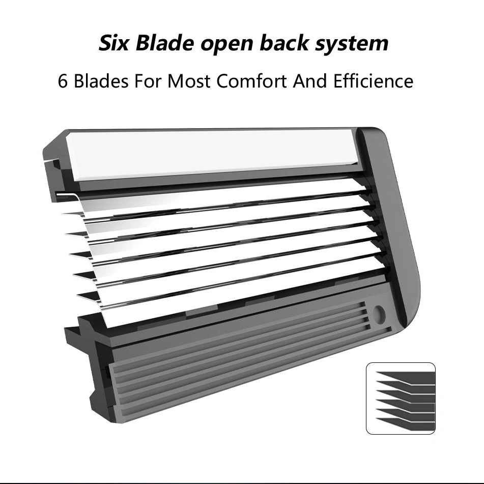 6 Blade Open Back System Harz Rasierer für Männer