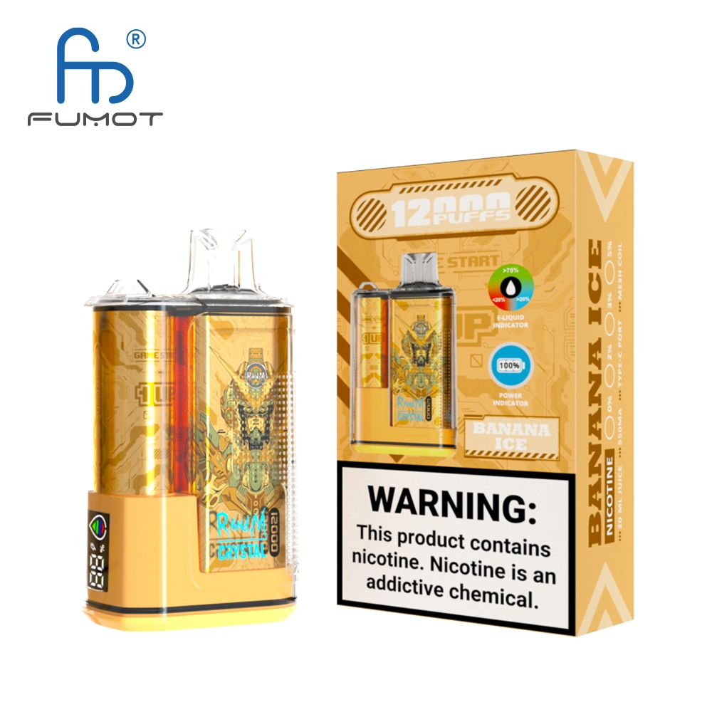 Fábrica al por mayor desechable E Cigarette Fumot Randm Crystal 12000 Puffs Con pantalla para indicar el estado de alimentación y líquido eléctrico VAPE