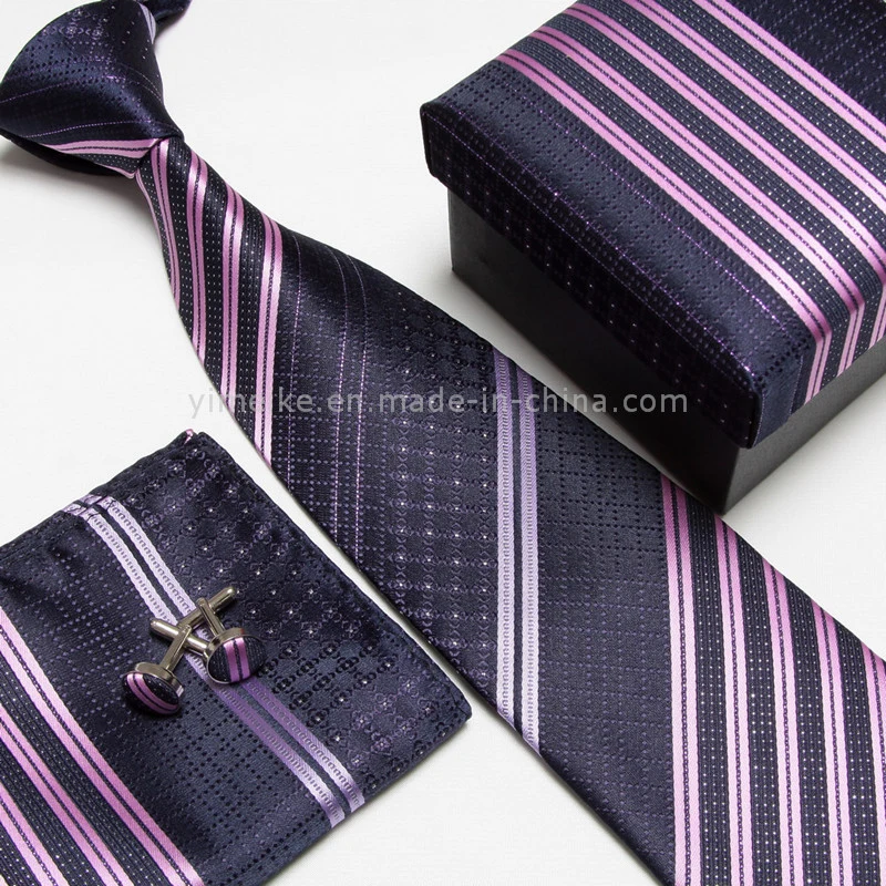 Alta calidad clásica patrones de jacquard Hombre lazo Hanky Cufflink corbata Establecer