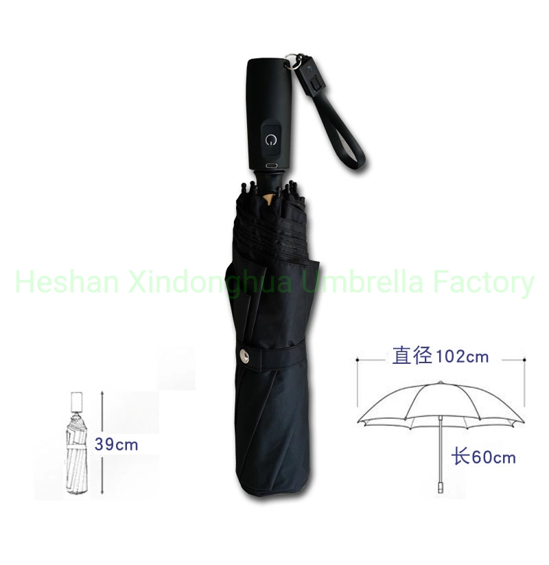 High quality/High cost performance  Outdoor Mist Cooling Electric USB Charge Three Folding Fan Umbrella (FAN-3821BF)