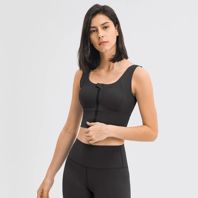 Nouvelle tenue de yoga à fermeture éclair pour femmes rassemble le soutien-gorge de sport anti-choc et remonte la poitrine.