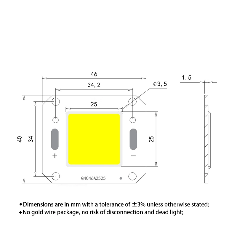 20W 30W 50W 60W High Power COB LED 4046 DC 28-32V PCB 4046 COB Chip LED for LED Floodlight