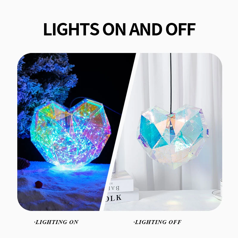 Diamond Heart Art Motif Lights LED Festive Decoration Indoor Valentine's Day 2023 Gifts Ideas Trending Product 3D Color Lamp