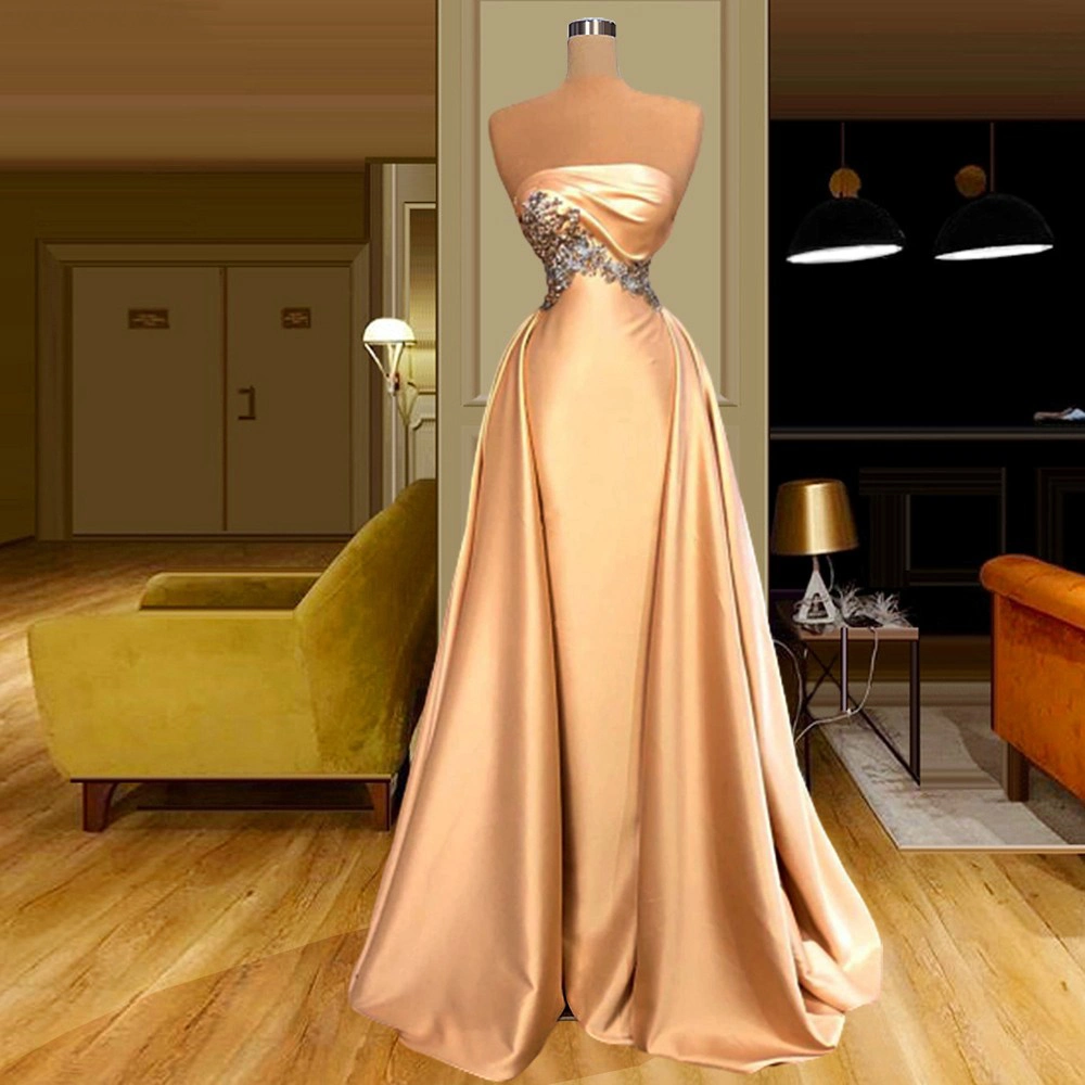 Strapless Bridal Evening Dresses Pleated Satin Party Prom Gowns Lb2930