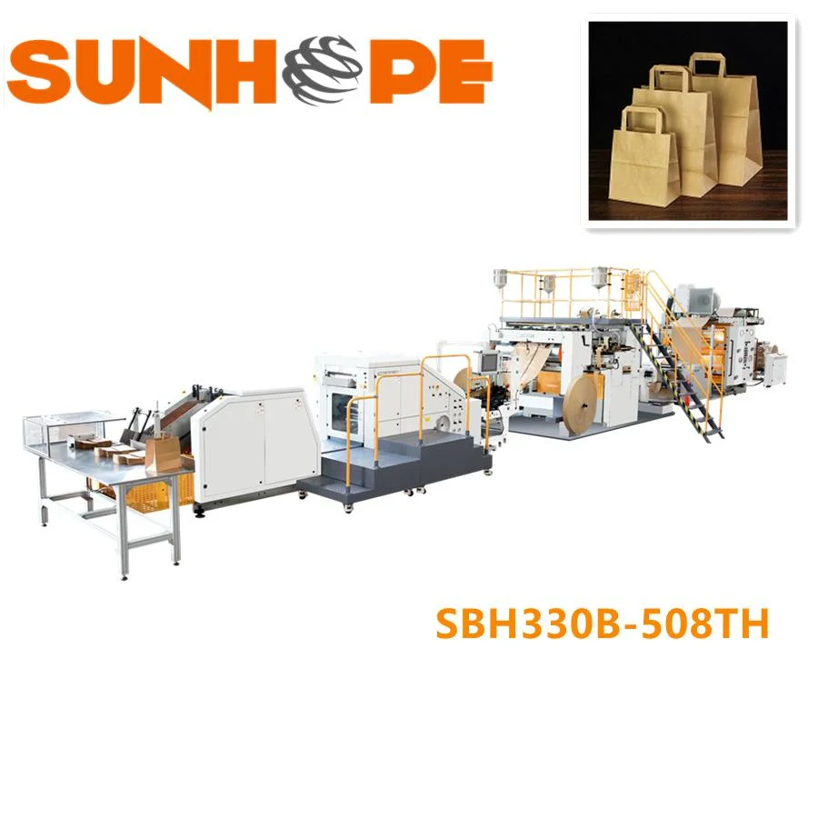 Fully Automatic Roll Feed Flat Handle Square Bottom Paper Bag Making Machine For Shopping Bag