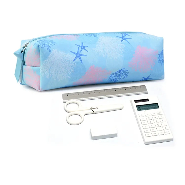 Our Own Brand Starfish Coral Pencil Case Blue Ocean Series PU Pencil Case Student Stationery Bag
