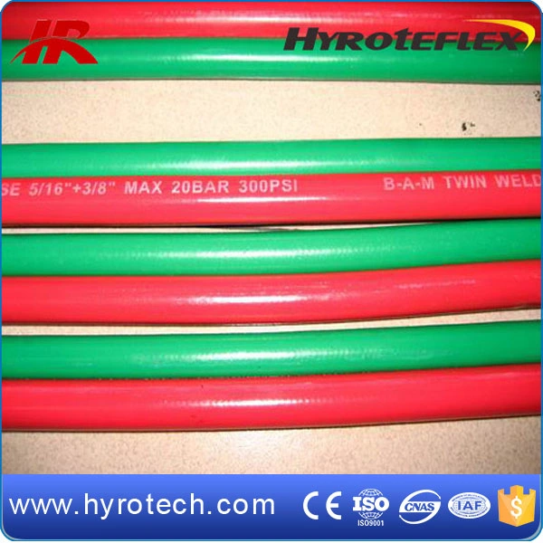 High quality/High cost performance  Red and Green Color Twin Welding Hose with Brass Fittings