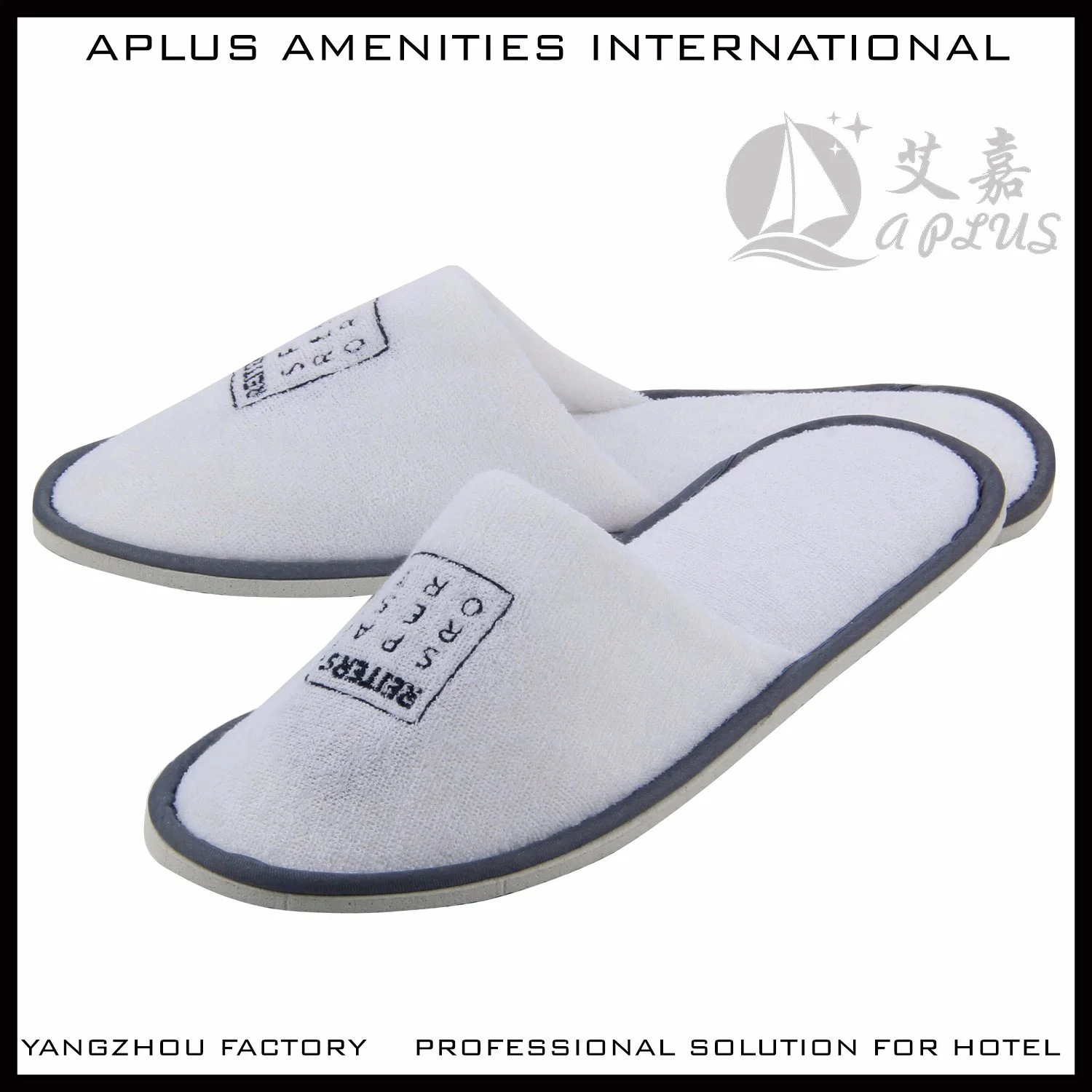 Luxus Custom Hotel Slippers White Velvet Hotel Hausschuhe Einweg