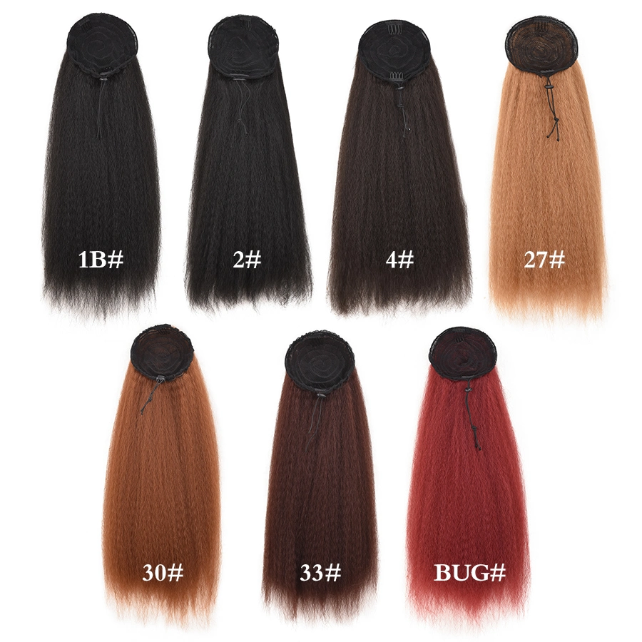 22'' Long Synthetic Hair Bun Yaki Kinky Straight Ponytail Extension