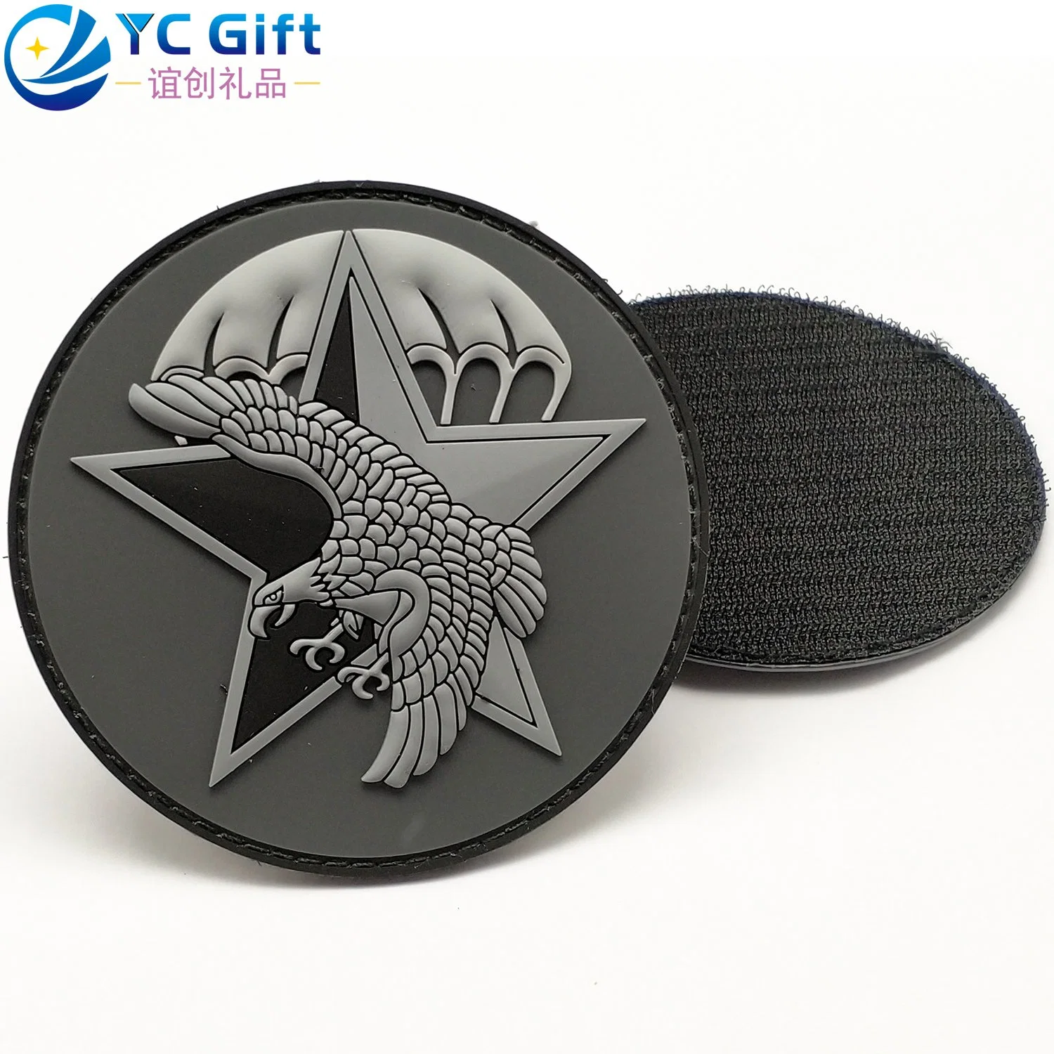 Custom Eco-Friendly calças de ganga Jean Jacket Silicone Etiqueta de borracha grosso Star Logotipo Eagle polícia militar táctico uniforme Gear Patches de PVC para decoração