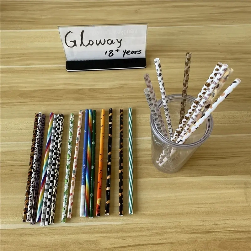 Wholesale/Supplier Custom Drinking Reusable Straw PP Hard Plastic Printed Cheetah White Leopard Straws