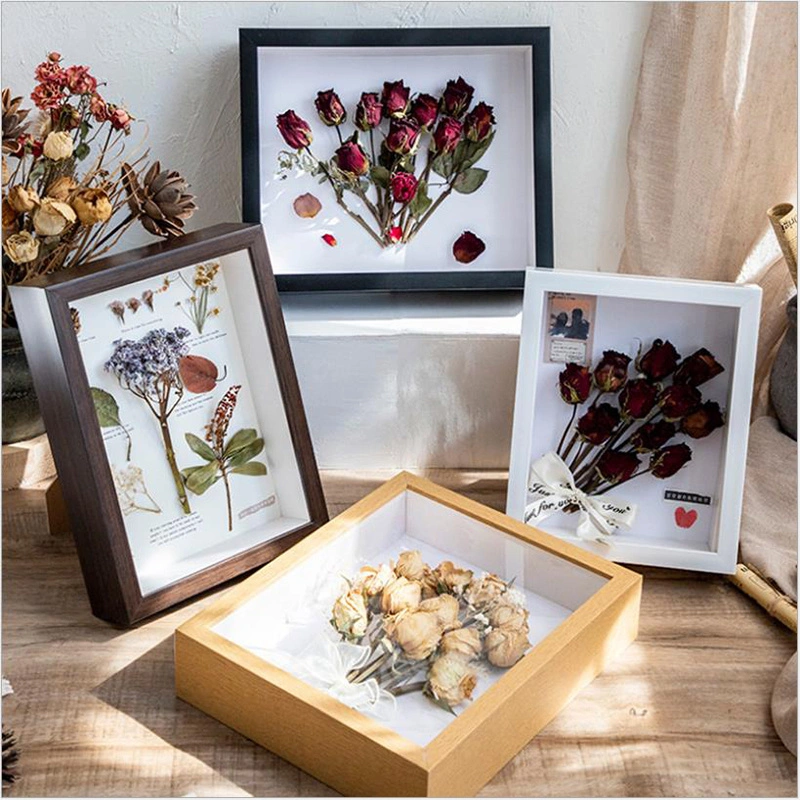 Customized High Quality Wooden 3D Shadow Box Frame DIY Dried Flowers Picture Frame for Home Decor 4" 5" 6"