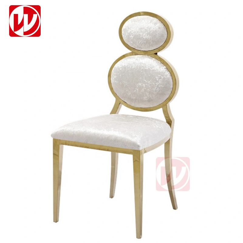 Casa de estilo italiano moderno mobiliario de comedor Silla de oro de calabaza única vuelta de comedor sillas de acero inoxidable