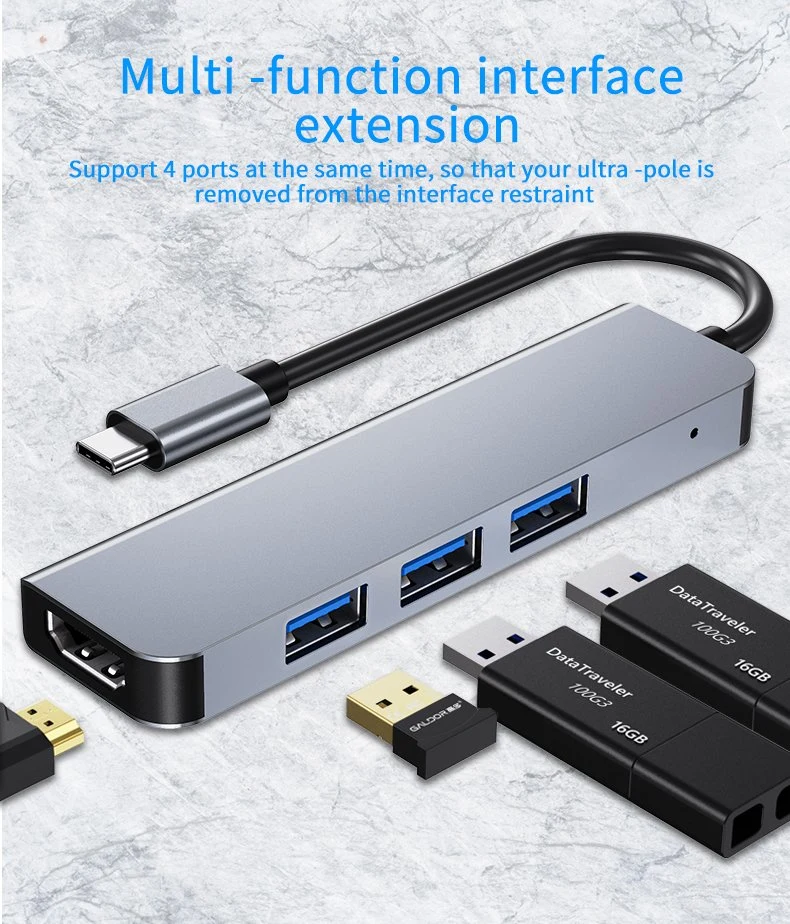 Dock Station 4 in 1 4 Ports Typ C USB Hub 3,0 USB-Adapter