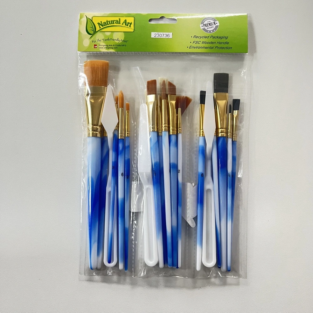 Craft Paint Brushes Starter Kit 25PCS Assorted Sizes, Plastic Handle Suit Brush