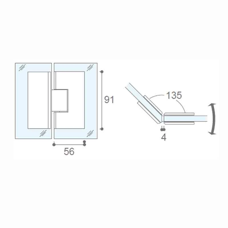 Factory Price 304 Stainless Steel Hydraulic Glass Door Shower Hinge /Brass Polished Chromed Bathroom Glass Shower Door Hinge Bathroom Accessories Hinge