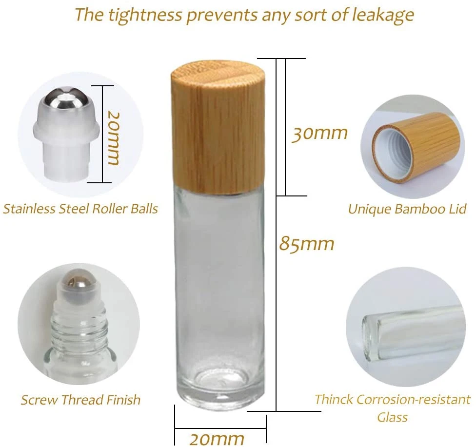 Custom Empty Cosmetic Packaging Bamboo Glass Bottle for Lotion