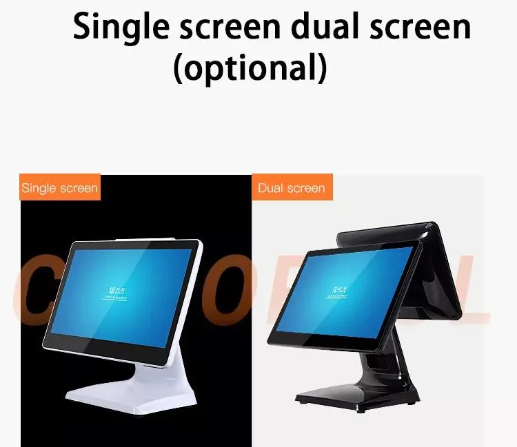 OEM fábrica POS pantalla capacitiva de 15,4 pulgadas de pantalla dual Sistema Win-Dows PC todo en una caja registradora