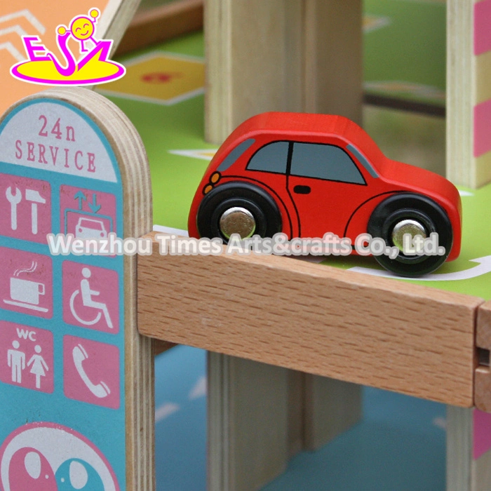 New Products Lovely Pink Children Wooden Toy Garage for Cars W04b050