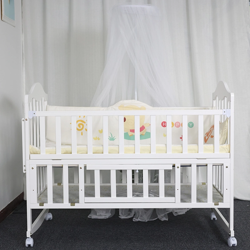 Kiefer Weiß Farbe Holz Material Baby Kinderbett Modelle / Bett Erweiterbar