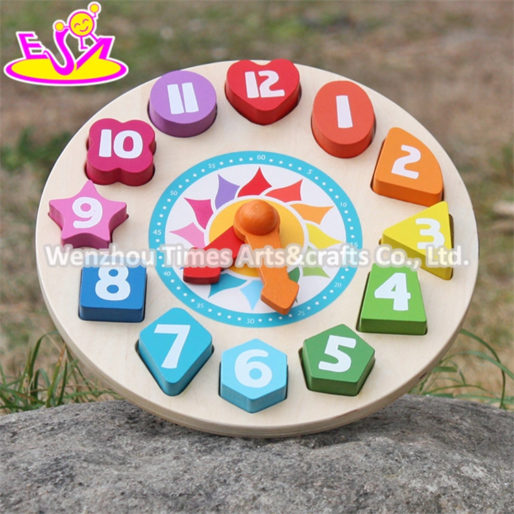 New Design Children Educational Numbers Toy Wooden Clock Puzzle W14k005