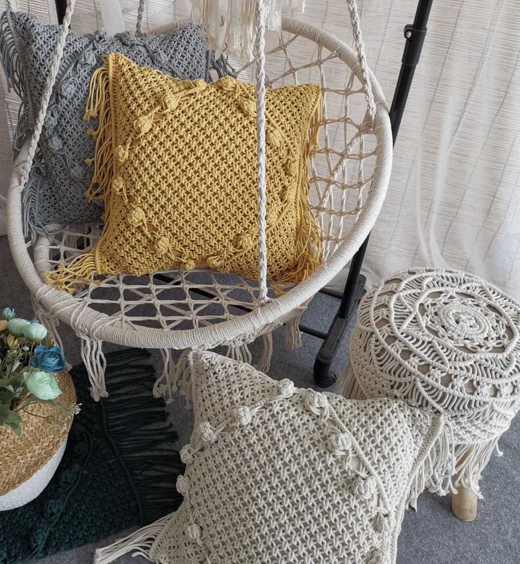 Macrame Kissenbezug Boho Kissenbezug Handgefertigte Macrame Kissenbezug Colorfu Macrame Geometrie Böhmen Ethnischen Kissenbezug