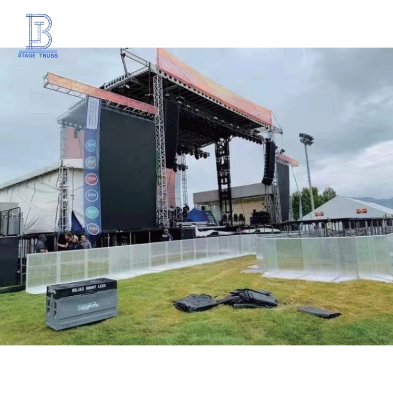 Barrière de contrôle de foule en aluminium portable pour l'extérieur, utilisée pour le basketball, les concerts et les tréteaux de scène.