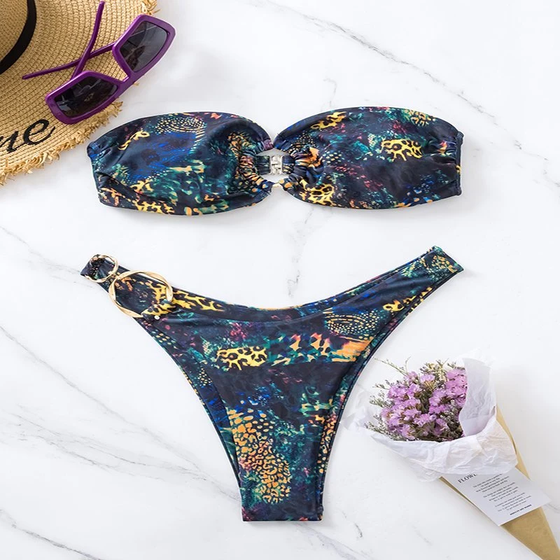 Personalizada fábrica Bikini Sexy mujer trajes de baño Trajes de baño de UPS Cubierta Pearl dos piezas Conjunto de trajes de baño