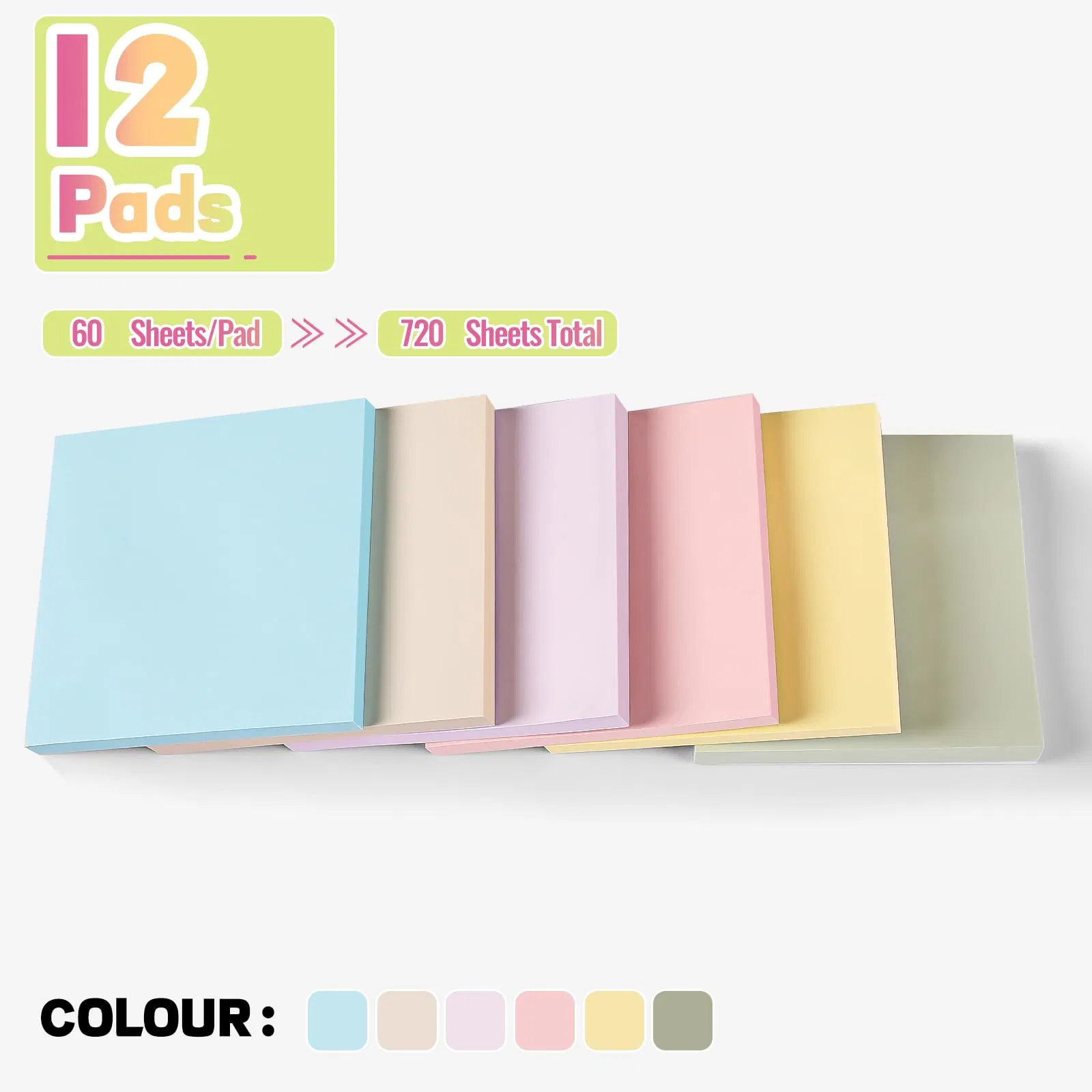 Sticky Notes 3X3 in 12 Pads Morandi Colors Self-Stick Note Pads Bulk