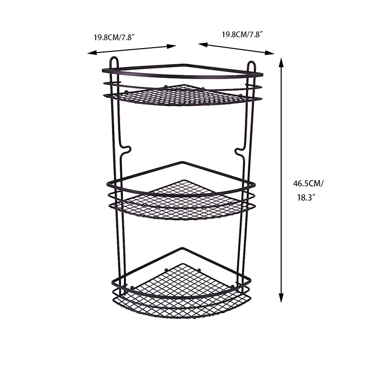 Bathroom Shelf Organizer Storage Rack Black Corner Shower Caddy Wall Mount Kitchen Bathroom Corner Shelf