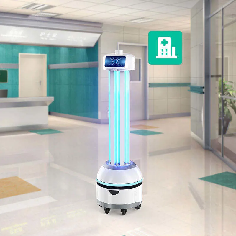 La luz UV robot autónomo con pantalla táctil de esterilización UVC Robot para el uso de la estación de Plaza Pública