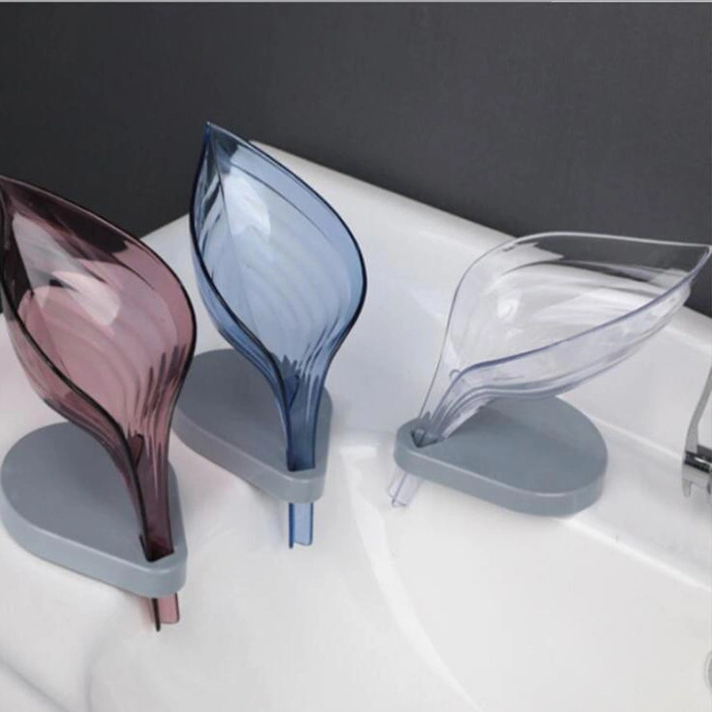 Leaf-Shaped Drain Soap Dish Bar Holder Storage Rack Suction Cup Installation Wbb12221