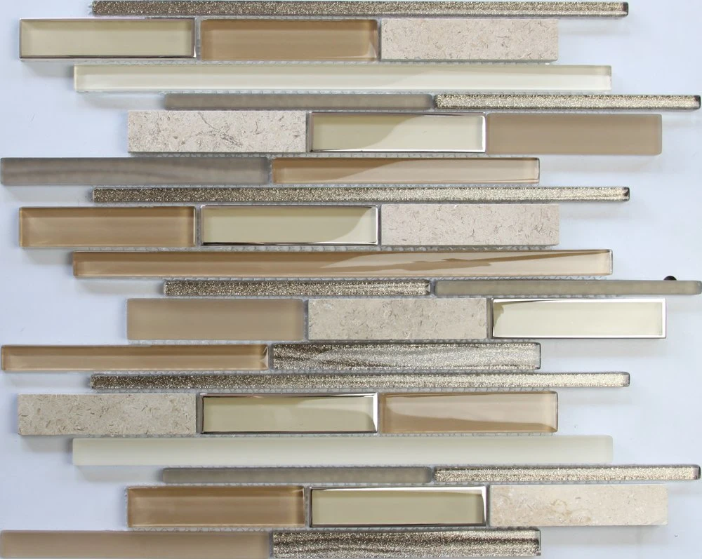 Wholesale Bathroom Decorative Strip Mixed Brown Glass Mosaic Tile