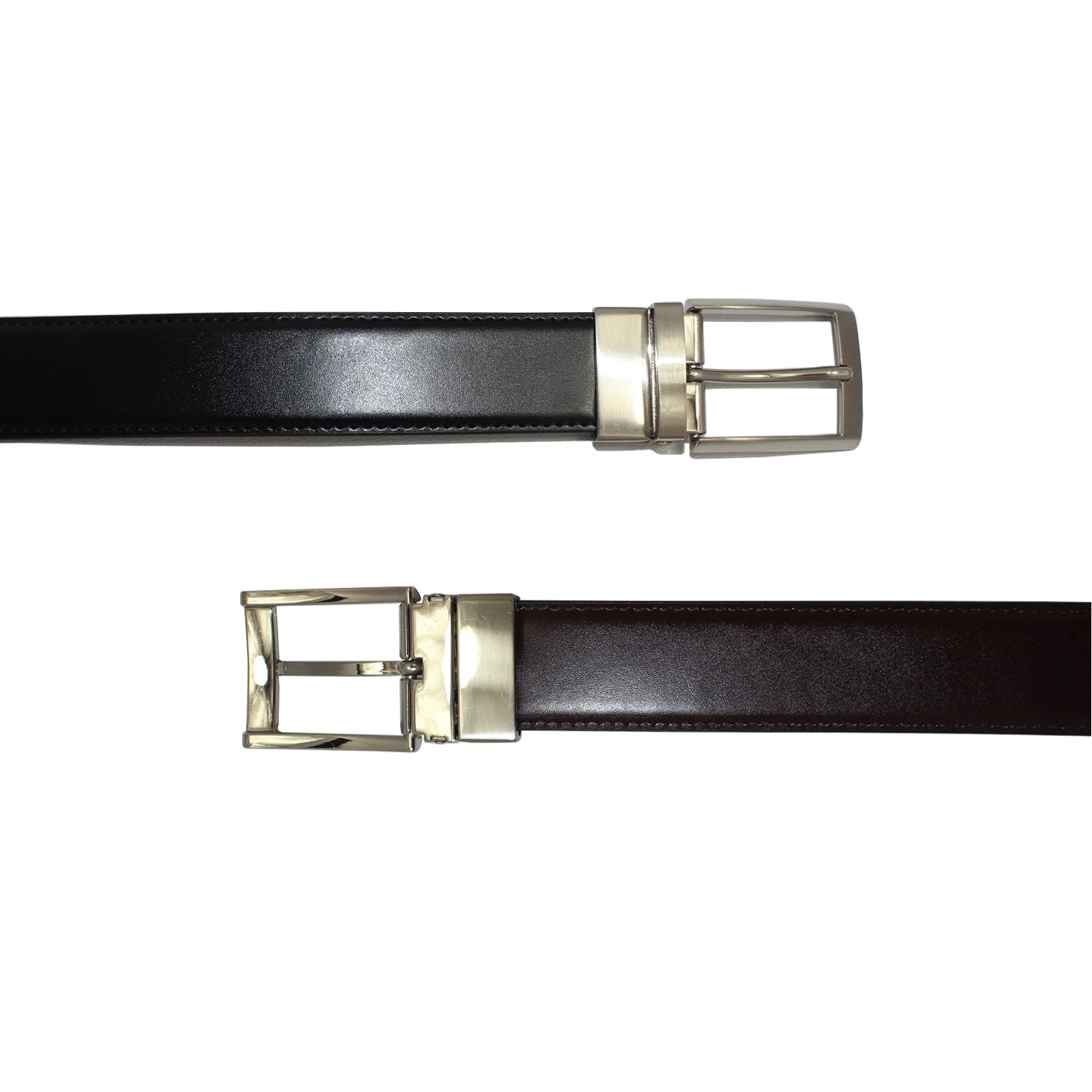 Custom Hot Sales Fashion Brand First Cowhide Leather Men Reversible Belt (35-23004)