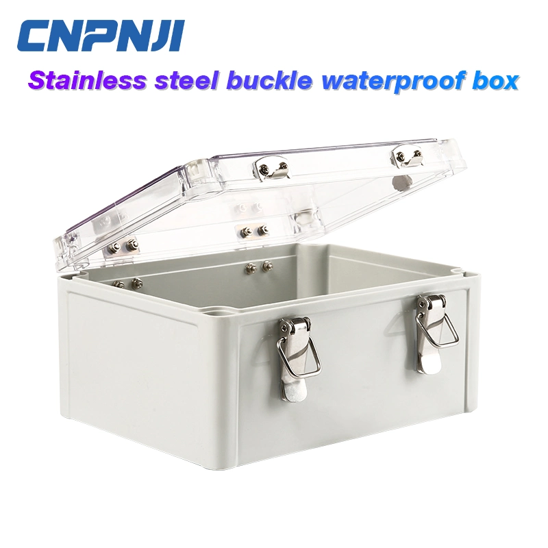 IP65 ABS Outdoor Plastic Waterproof Junction Box Transparent Cover Hinge Type 100*150*70