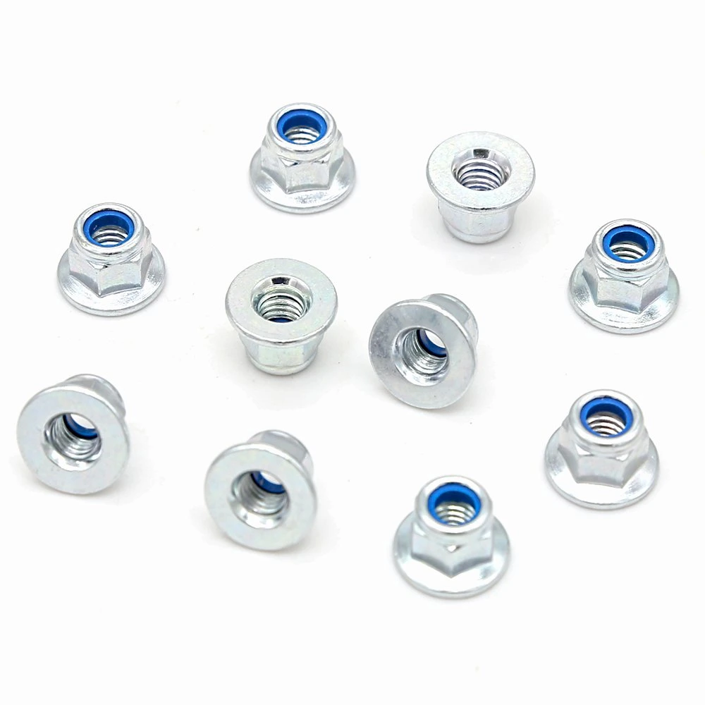 China Wholesale/Supplier Carbon Steel Blue White Zinc-Plated Grade 4.8 Stainless Steel 304 316 Dome Cap Nut Brown Nylon Black Nylon Hex Flange Insert Lock Nuts