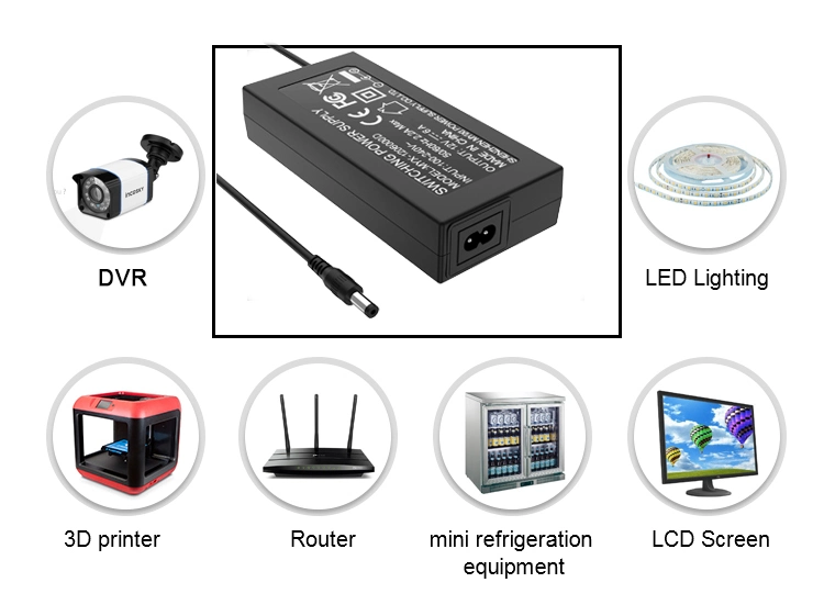 Factory Price AC/DC Desktop Adapter Power Adapter 48W 60W 72W 90W 120W 36V 12V 24V 2.5A 3A 6A 7A 8A 10A Power Supply with FCC CE CB SAA ETL PSE Power Adapter