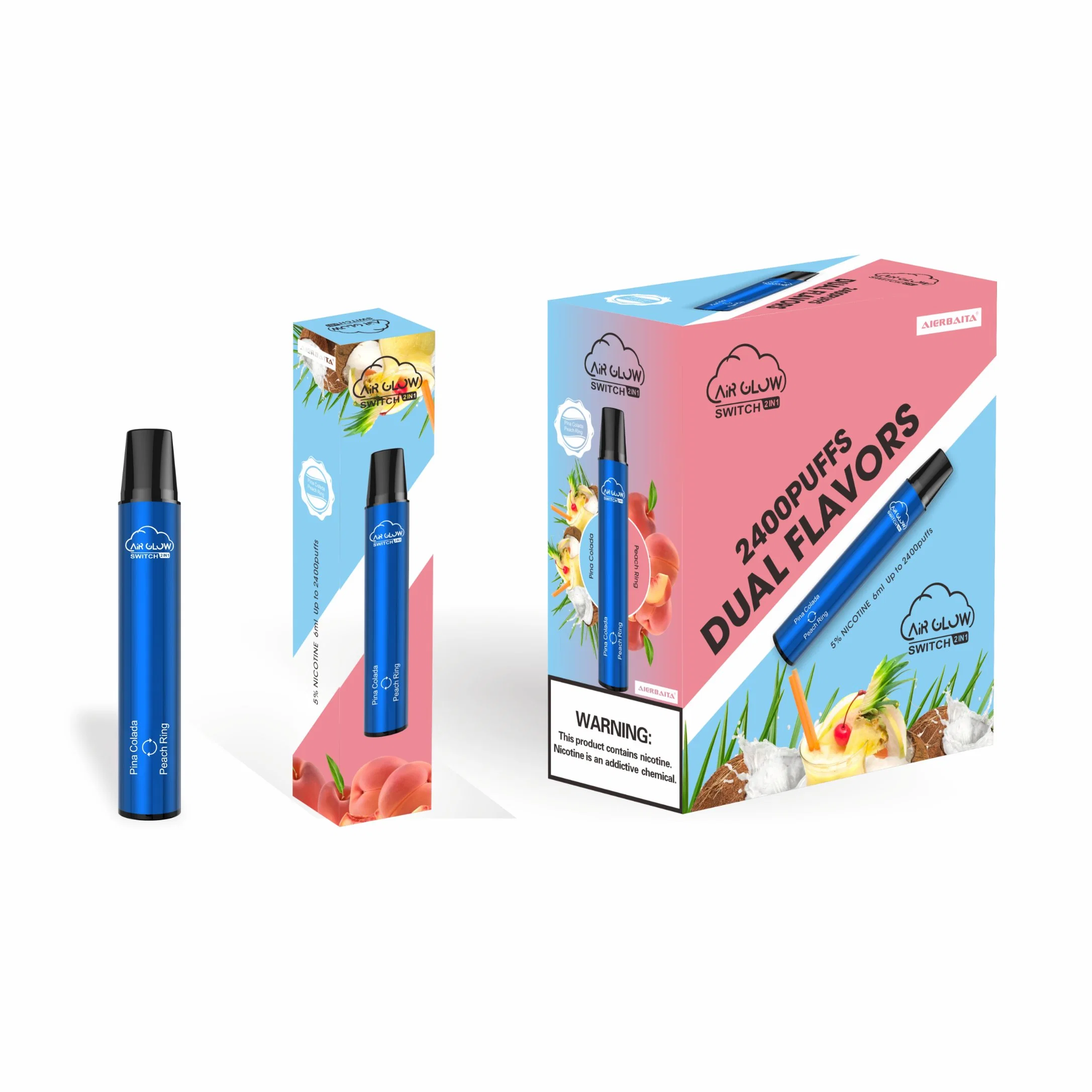 Vape Battery Air Glow Switch 2 in 1 Popular Flavors 2400 Puffs Hot Selling Vape Pen