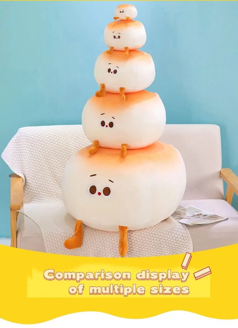 Factory Customization China Kawaii Stuffed Animal Toys Food Series Mantou Pillow Kids Toys Pillow Plush Toy Gift Food Series Mantou Pillow